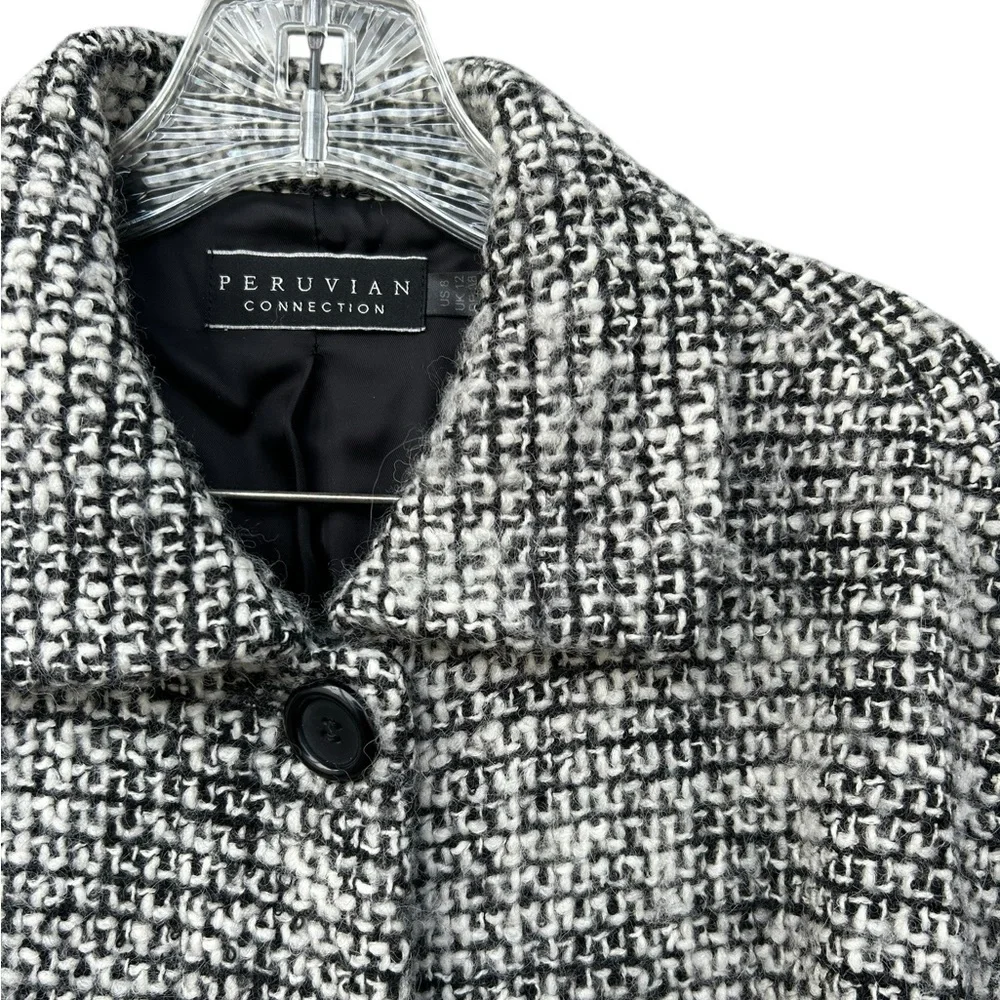 Peruvian Connection Wool/Alpaca Tweed Black & White Blazer Jacket - Size 10